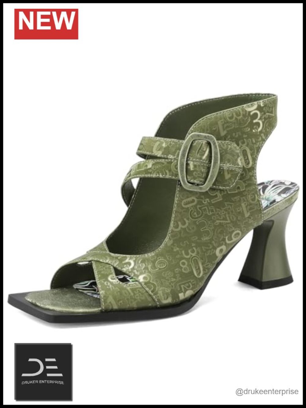 Chunky Heel Sandals Square Toe Faux Leather Strappy Gladiator Women